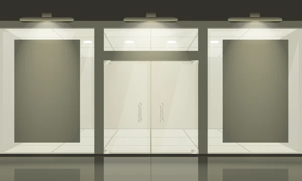 Dükkanı ile cam pencere ve kapılar, önden görünüm.