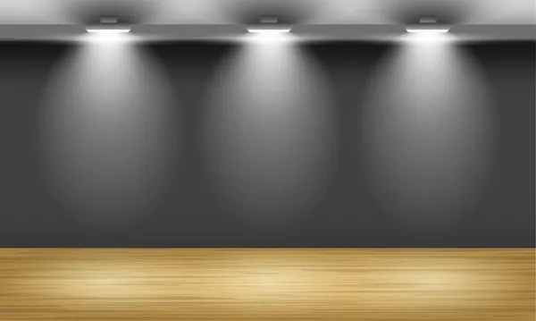 tarafından projektörler aydınlatılmış ahşap zemin ile sergi salonu.