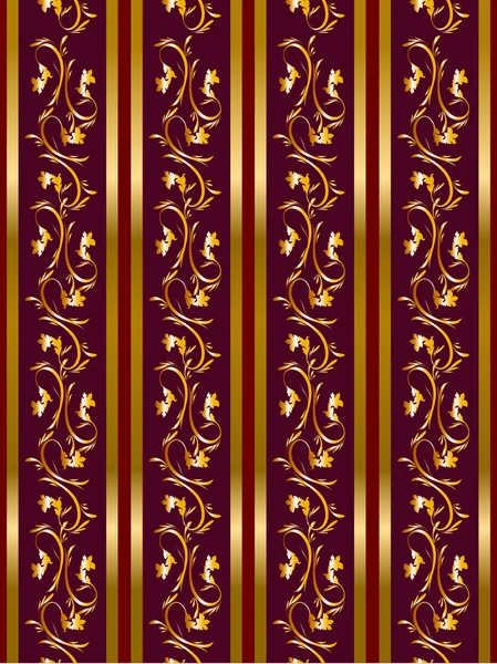 Бесшовный цветочный фон с золотым фризом — стоковый вектор