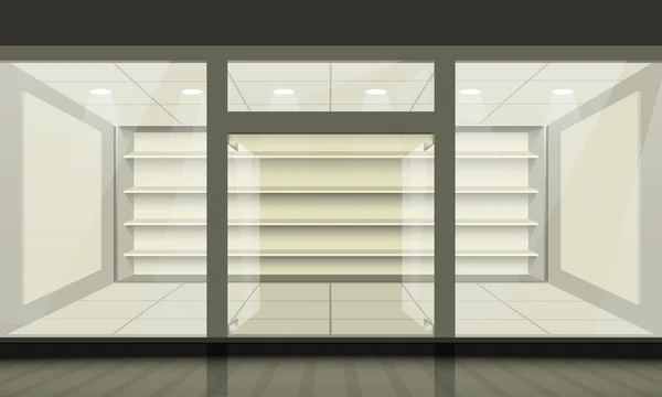 Dükkanı ile cam pencere ve kapıları, önden görünüm.