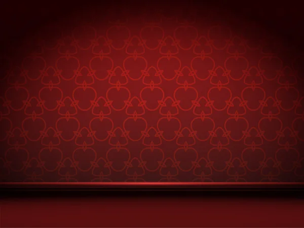 Habitación roja con patrón abstracto — Vector de stock