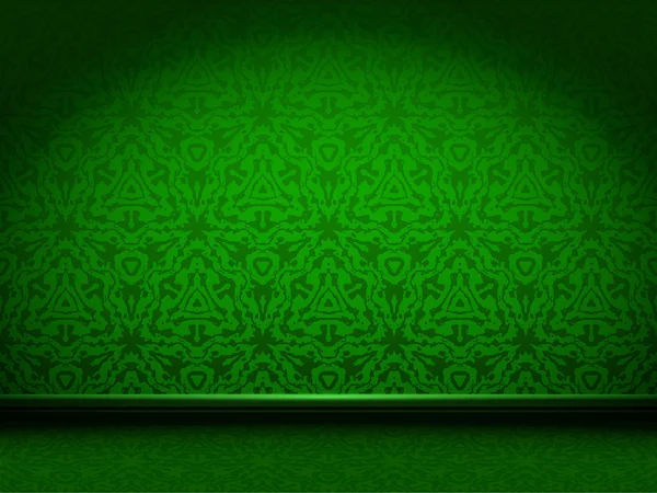 Green room with abstract pattern — Stock Vector