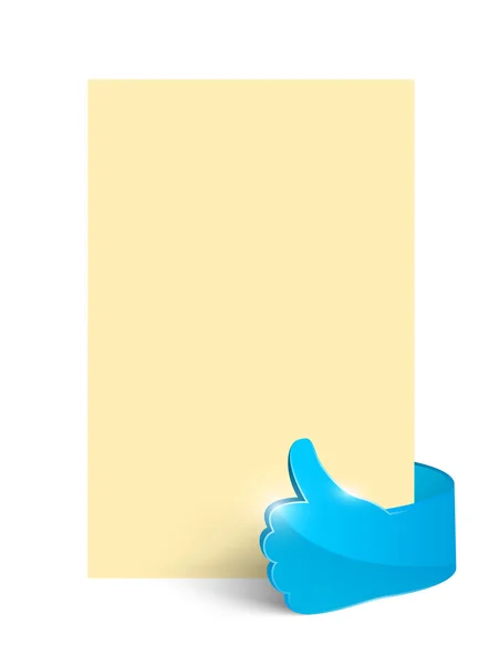 Mano de vidrio azul con papel vacío . — Vector de stock