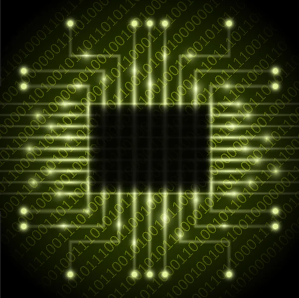 Chip de computadora en la placa base — Vector de stock