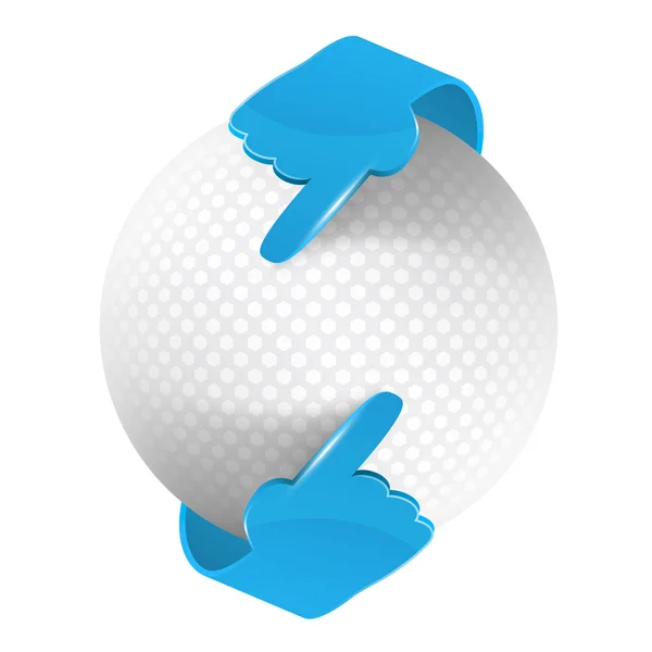 Mains en verre bleu avec bulle blanche perforée — Image vectorielle