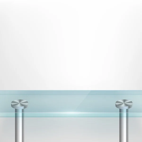 Fundo da parede branca com mesa de vidro — Vetor de Stock