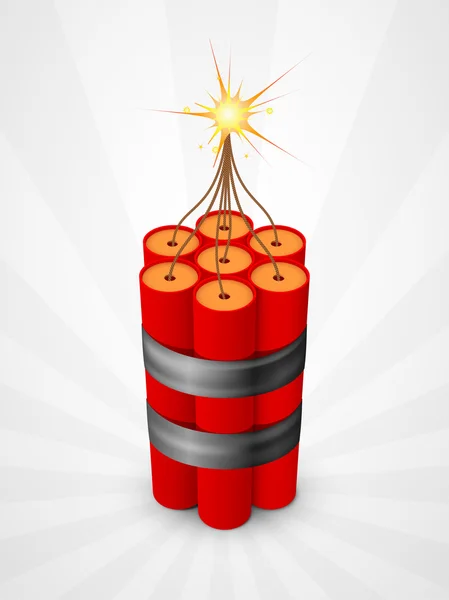 Dynamite with burning fuse. Part of vector object set — Stock Vector