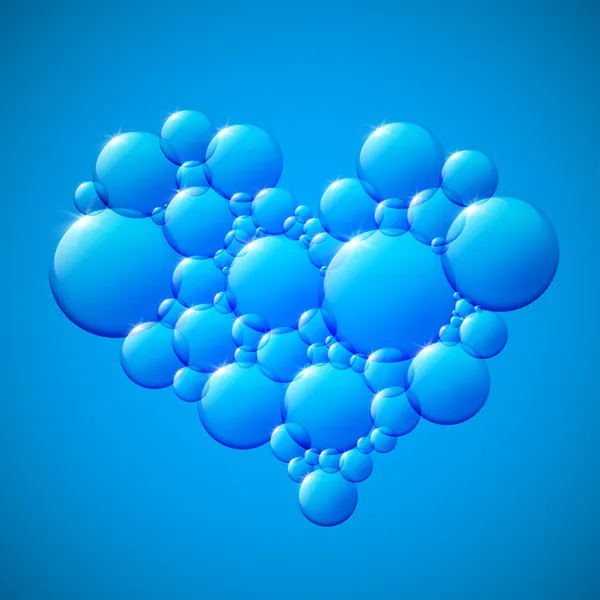 Air bubble in the shape of a heart under water — Stock Vector