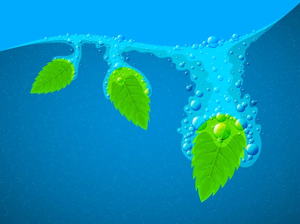 Foglie verdi con bolle d'aria sott'acqua . — Vettoriale Stock