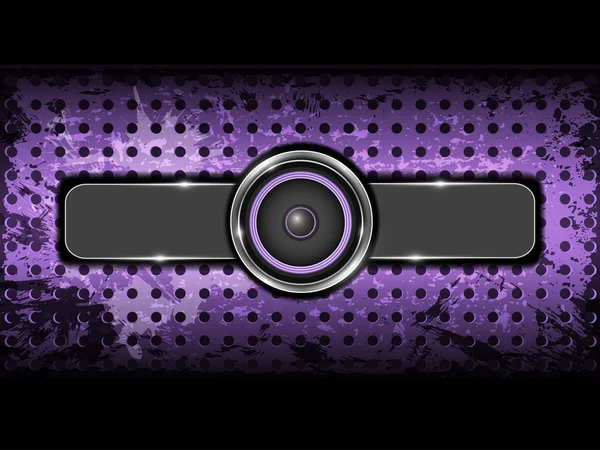 Abstrakt violett bakgrund med metalliskt cirkel högtalare och hålmönster plattan. — Stock vektor