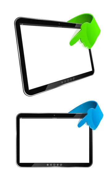 Touch tablett modell med glans glas hand — Stock vektor
