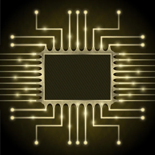 Computer chip on the motherboard — Stock Vector
