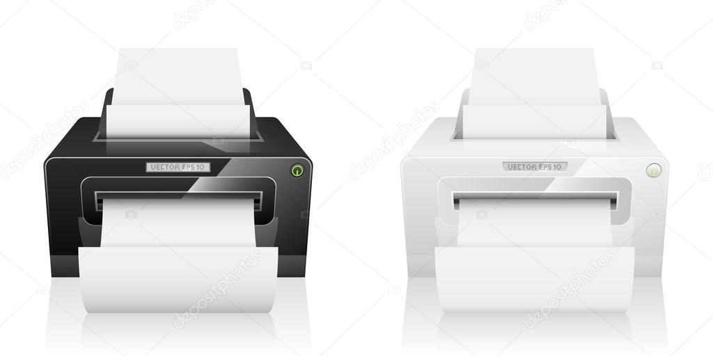Printer with white paper.