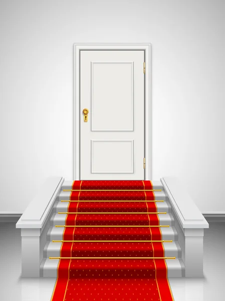 Vector stairs with red velvet carpet — Stock Vector