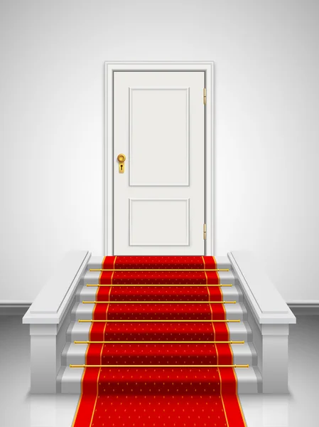 Vektor trappor med röd sammet matta — Stock vektor