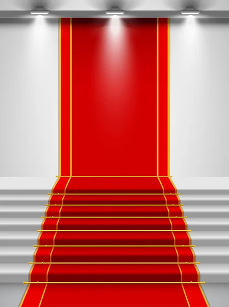 Trap bedekt met red carpet — Stockvector