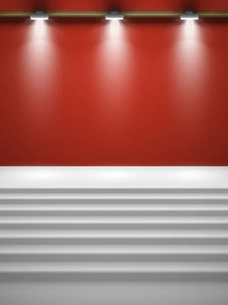 Escaliers blancs et mur rouge — Image vectorielle