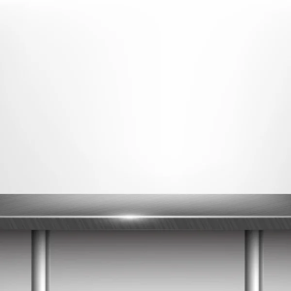 Weißer Wandhintergrund mit Stahltisch. — Stockvektor