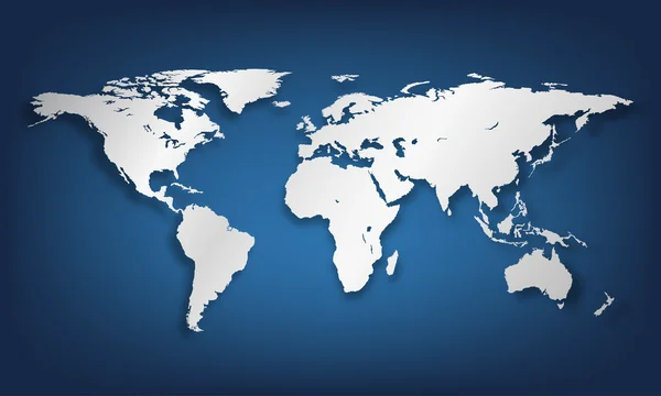 青いベクトル世界地図イラスト — ストックベクタ