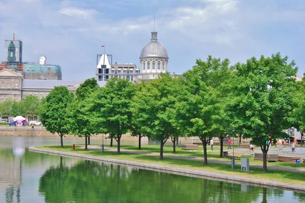 Downtown Montreal Waterfront, and the Bonsecours Market in Canada Stock Picture