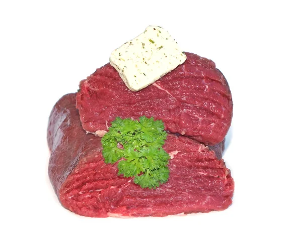 Syrové čerstvé maso z kůry — Stock fotografie