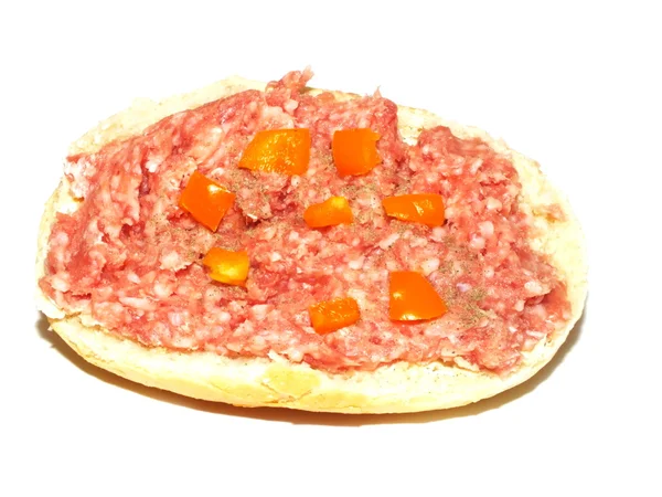 Panini e carne su sfondo bianco — Foto Stock