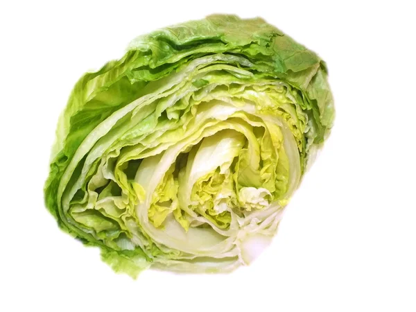 Studio shot of a whole iceberg lettuce on white background. — Stock Photo, Image