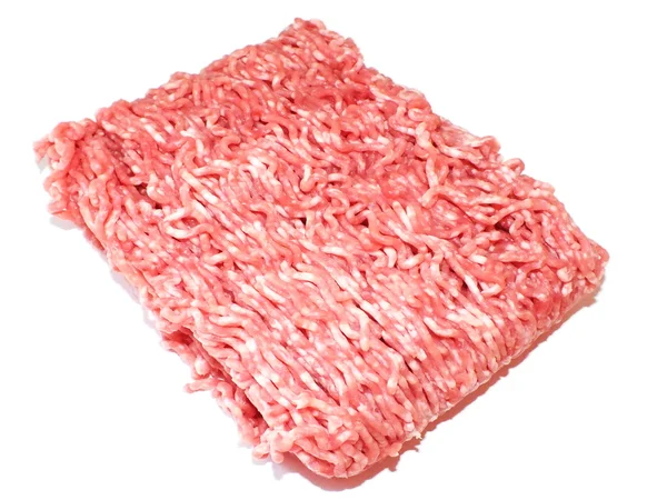 Carne picada fresca sobre fundo branco — Fotografia de Stock