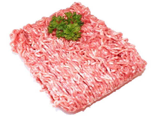 Carne picada fresca sobre fundo branco — Fotografia de Stock