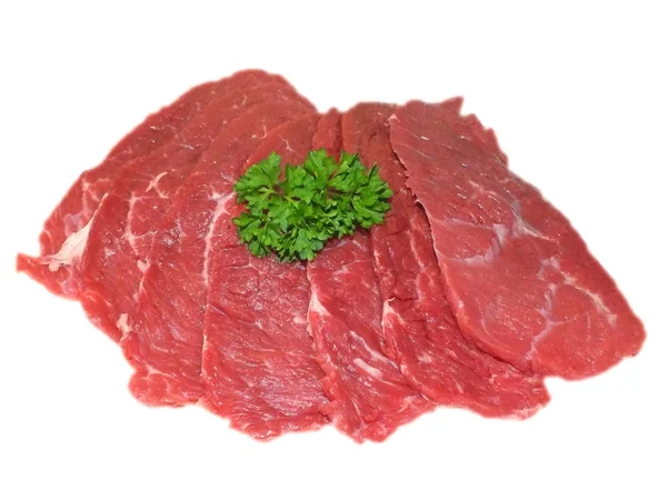 흰색 배경에 원시 쇠고기 안심 스톡 사진