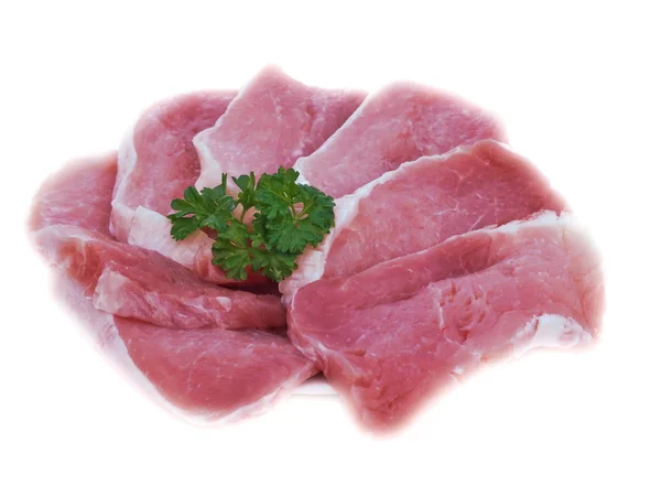 Mageres rohes Schweinefleisch, in Scheiben geschnitten — Stockfoto