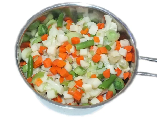 냄비에 다진된 야채를 다양 한 — 스톡 사진