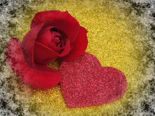 Fundo de rosas e corações.Valentin e ou cartão de casamento . — Fotografia de Stock