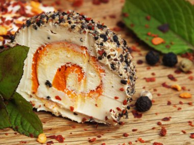 Balık biber ve acılı bir yatakta meşe füme