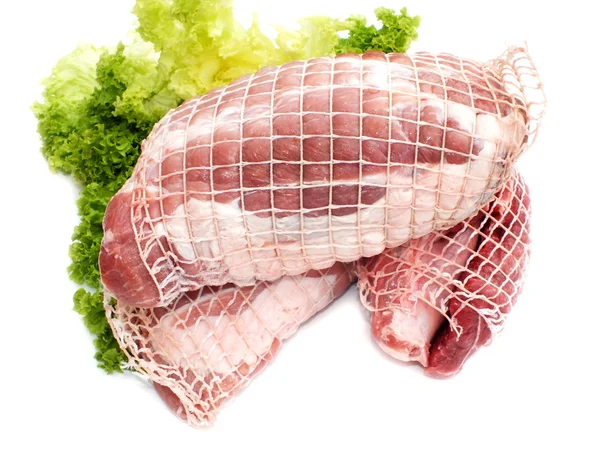 Nyers hús, sertés, elszigetelt fehér background — Stock Fotó