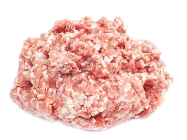 Una pila di carne macinata su fondo bianco — Foto Stock