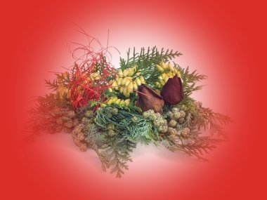 arka plan christmas dekorasyon doğal malzemelerden ile