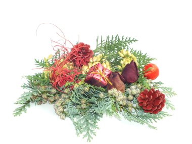 arka plan christmas dekorasyon doğal malzemelerden ile