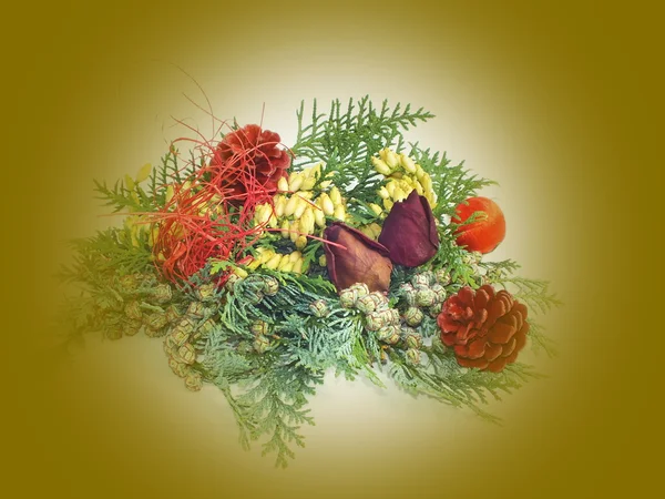 Achtergrond met Kerstmis decoratie uit natuurlijke materialen — Stockfoto