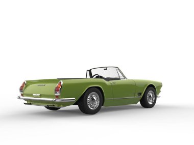 Yeşil çay, üstü açık spor araba. Dikiz aynası.