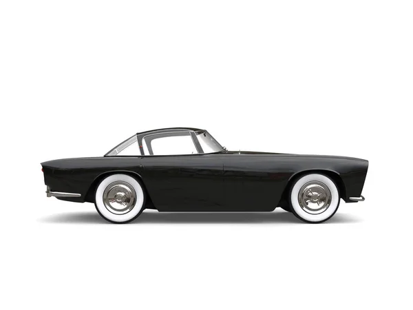 Μαύρο Vintage Σπορ Αυτοκίνητο Λευκά Ελαστικά Τοίχου Side View — Φωτογραφία Αρχείου
