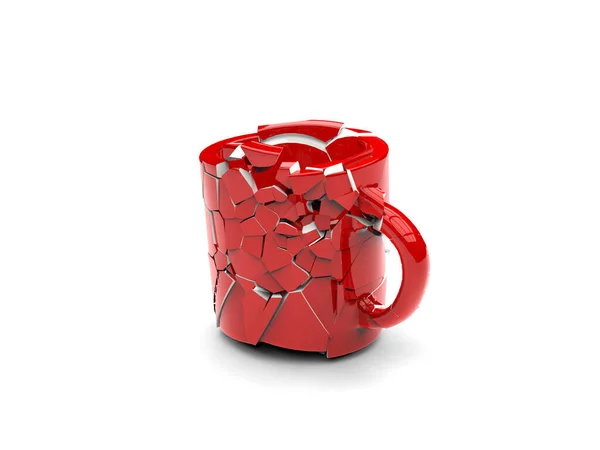 Red Coffee Mug Hitting Ground Breaking — Stock Photo, Image