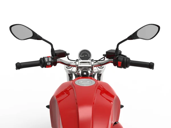 Moderna Motocicleta Roja Rápida Vista Del Asiento Del Jinete — Foto de Stock