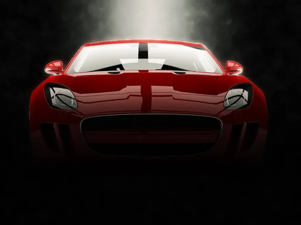 クールな赤いスポーツカー スポットライトムードの背景 — ストック写真