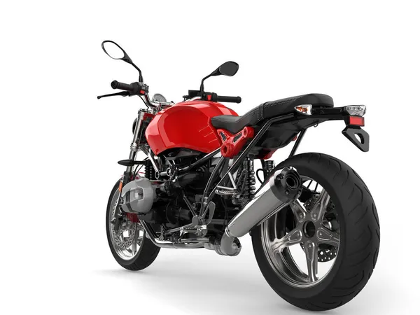 Motocicleta Esportiva Rápida Com Detalhes Vermelhos Visão Traseira — Fotografia de Stock
