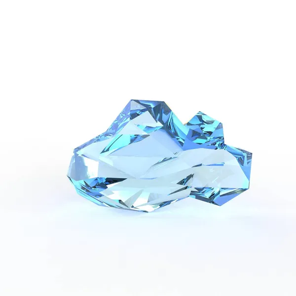 Φωτεινό Και Λαμπερό Κρύσταλλο Aquamarine Λευκό Φόντο — Φωτογραφία Αρχείου