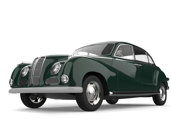 Las Zielony Klasyczny Vintage Luksusowy Samochód Niski Kąt Strzał — Zdjęcie stockowe