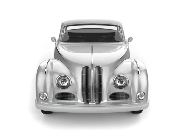 Metallic Silberner Oldtimer Luxuswagen Frontansicht — Stockfoto