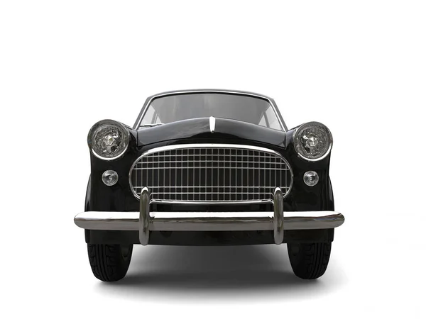 Cool Black Vintage Compact Car Front View Closeup Shot — Stock Photo, Image