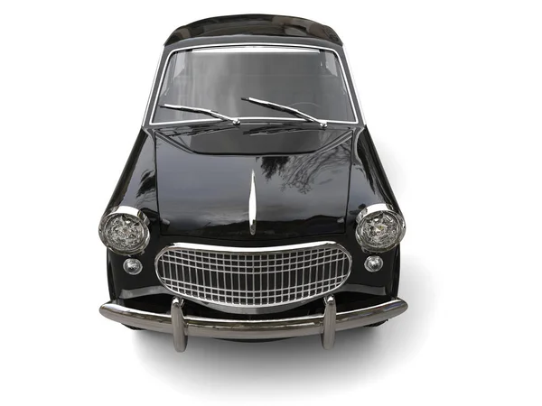 Fajny Czarny Vintage Kompaktowy Samochód Widok Góry Dół — Zdjęcie stockowe